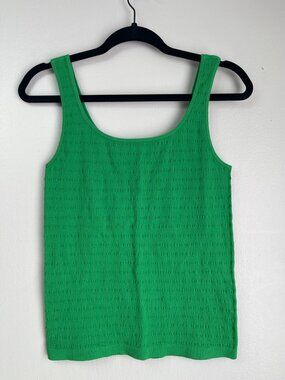 LC Couture Green Textured Stretch Tank Top Womens L/XL Sleeveless Ribbed Cami